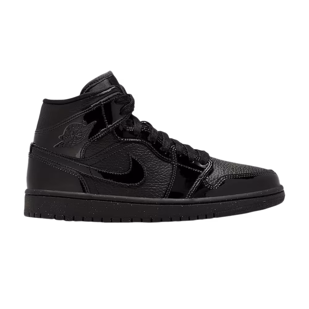Women's Air Jordan 1 Mid Patent Triple Black