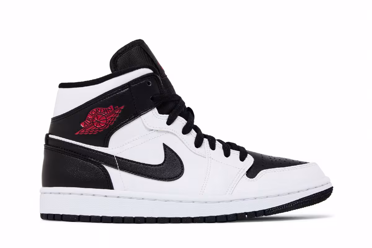 Women's Air Jordan 1 Mid White Black, view 2