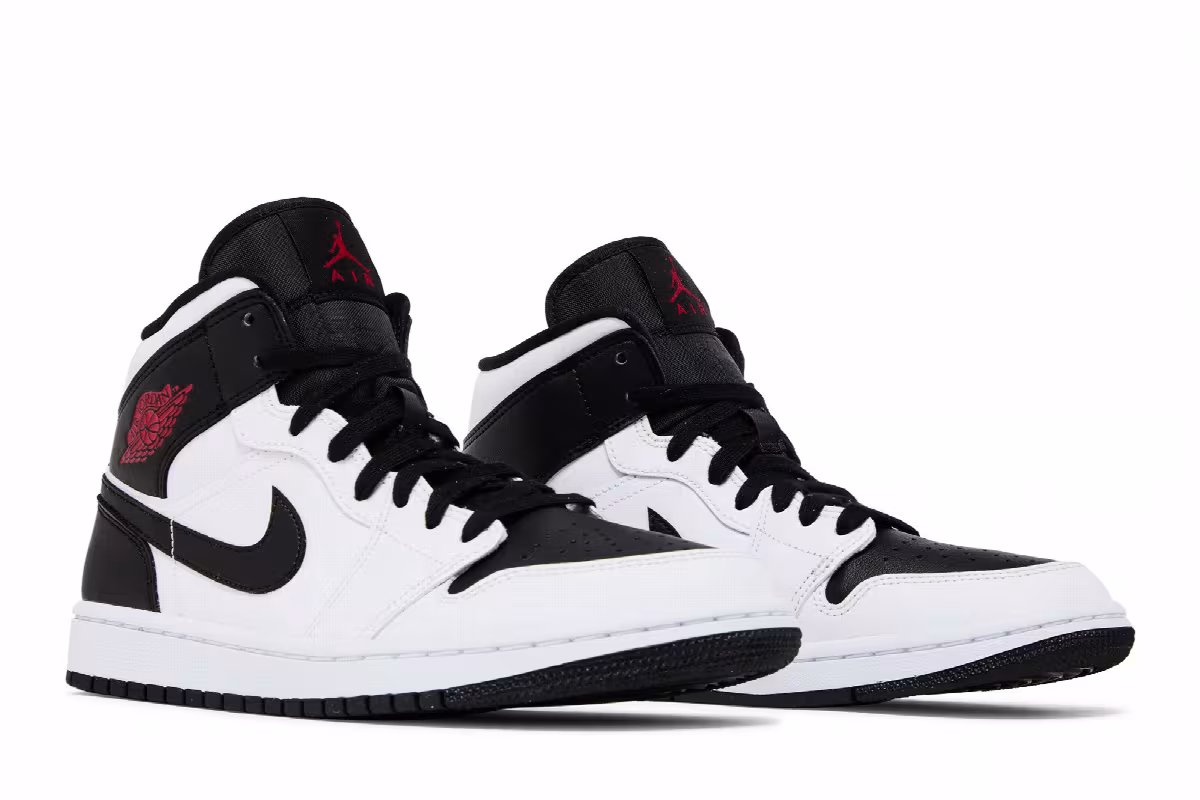 Women's Air Jordan 1 Mid White Black, view 9