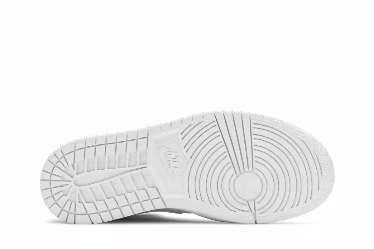 Women's Air Jordan 1 Mid Patent Triple White, view 5