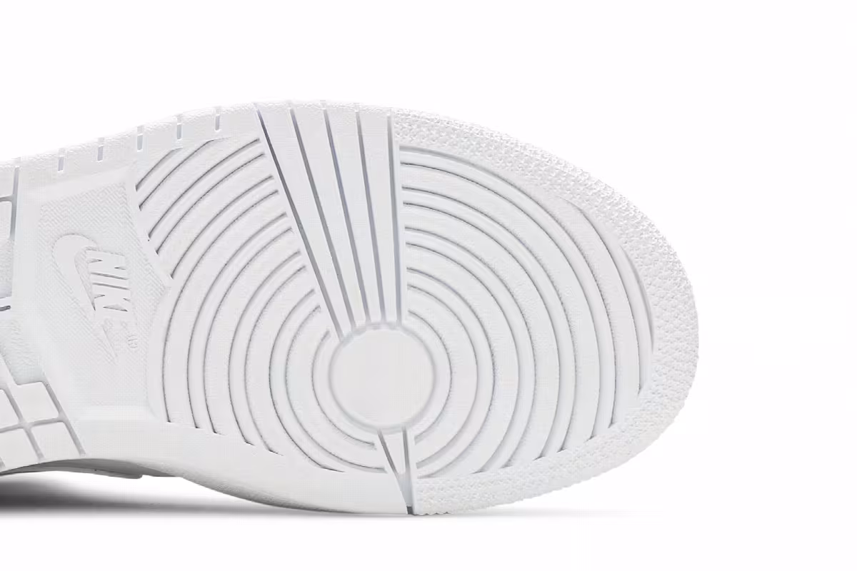 Women's Air Jordan 1 Mid Patent Triple White, view 6