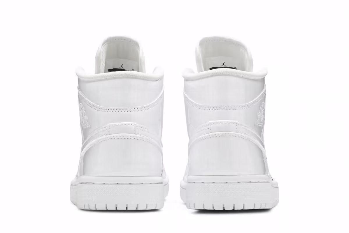 Women's Air Jordan 1 Mid Patent Triple White, view 7