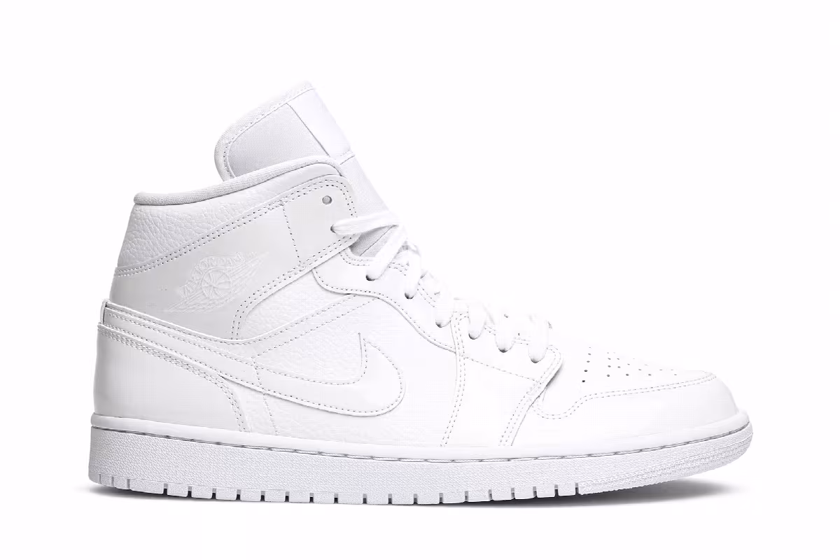 Women's Air Jordan 1 Mid Triple White, view 2