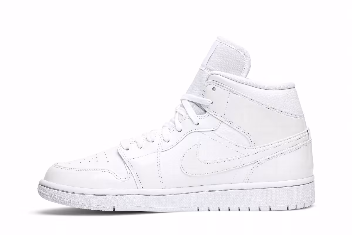 Women's Air Jordan 1 Mid Triple White, view 4