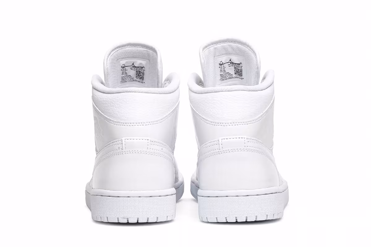 Women's Air Jordan 1 Mid Triple White, view 7