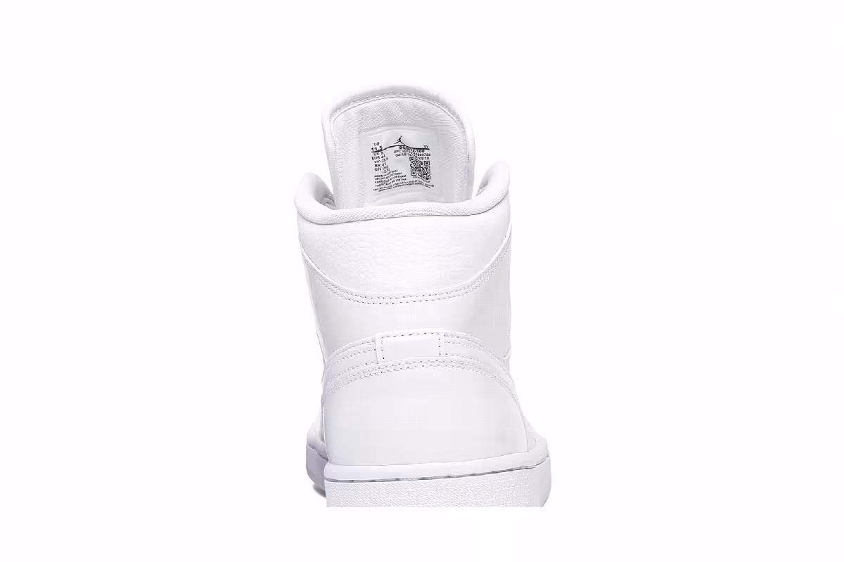Women's Air Jordan 1 Mid Triple White, view 8