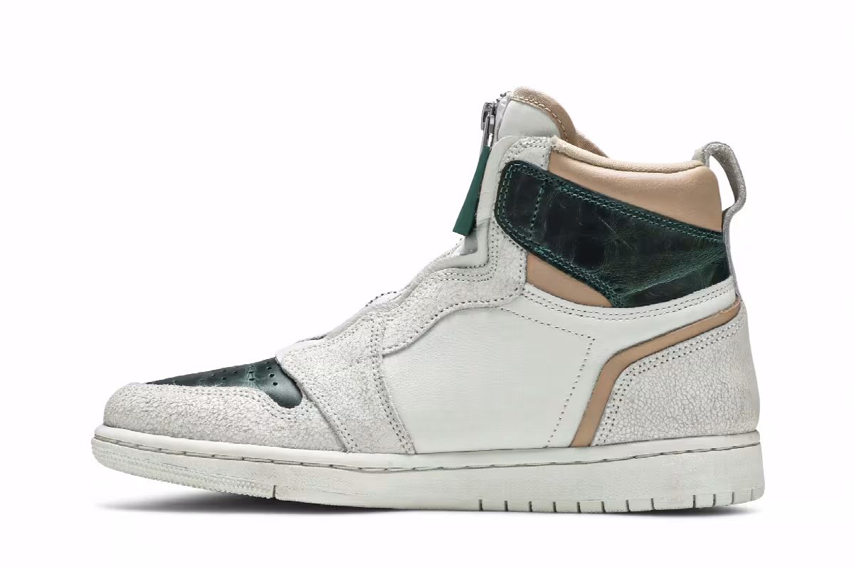 Women's Air Jordan 1 High Zip Mystic Green, view 4