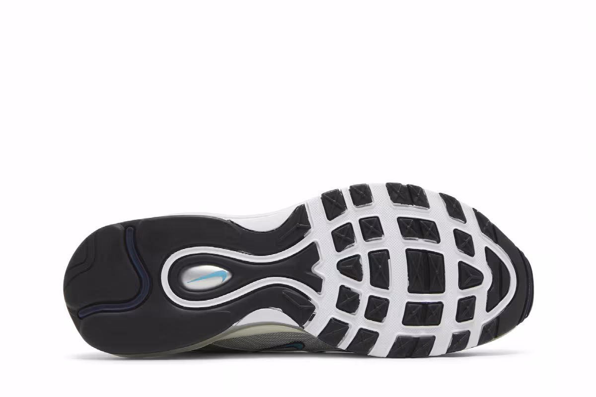 Nike Men's Air Max 97 OG Metallic Silver Chlorine Blue, view 5