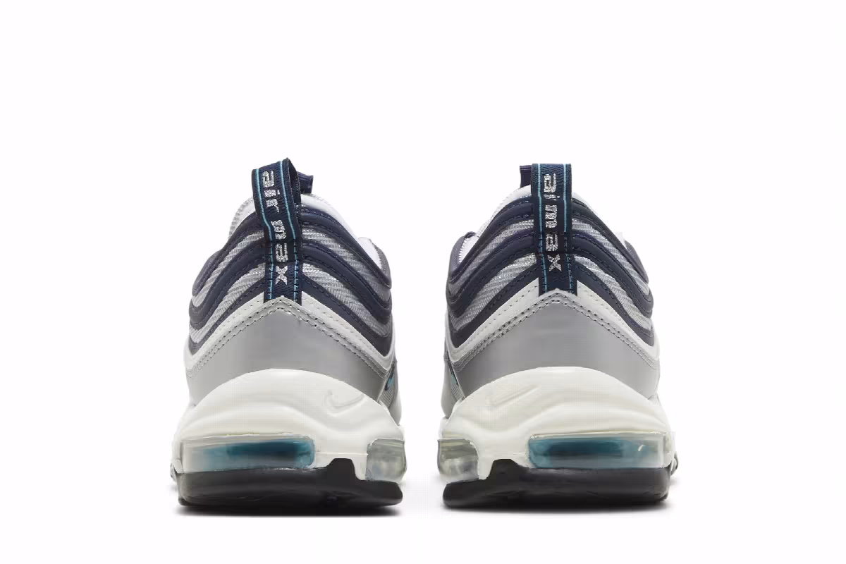 Nike Men's Air Max 97 OG Metallic Silver Chlorine Blue, view 7