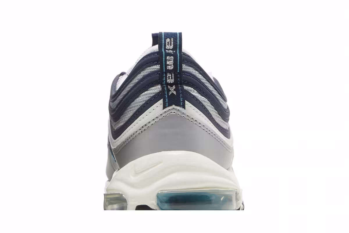 Nike Men's Air Max 97 OG Metallic Silver Chlorine Blue, view 8