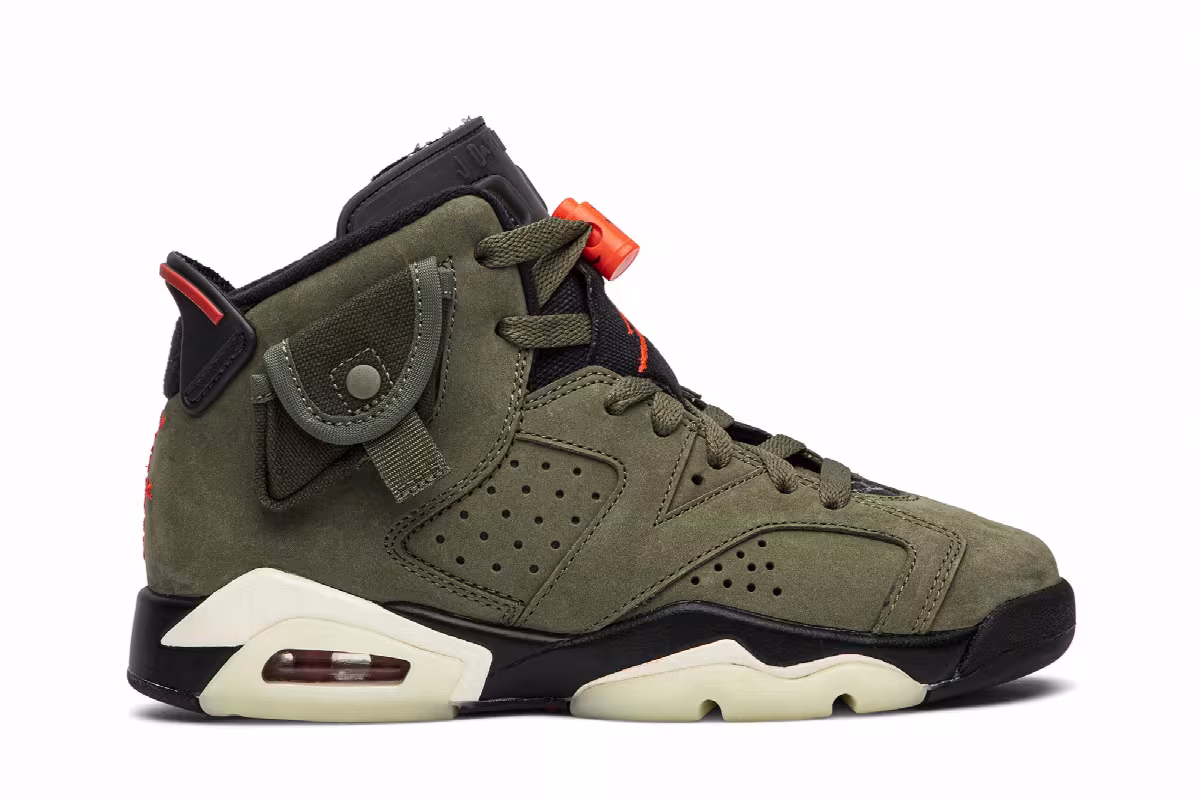 Travis Scott x Air Jordan 6 GS Olive, view 2