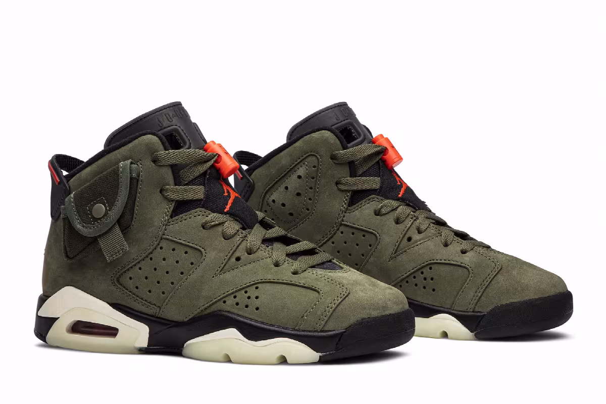 Travis Scott x Air Jordan 6 GS Olive, view 9