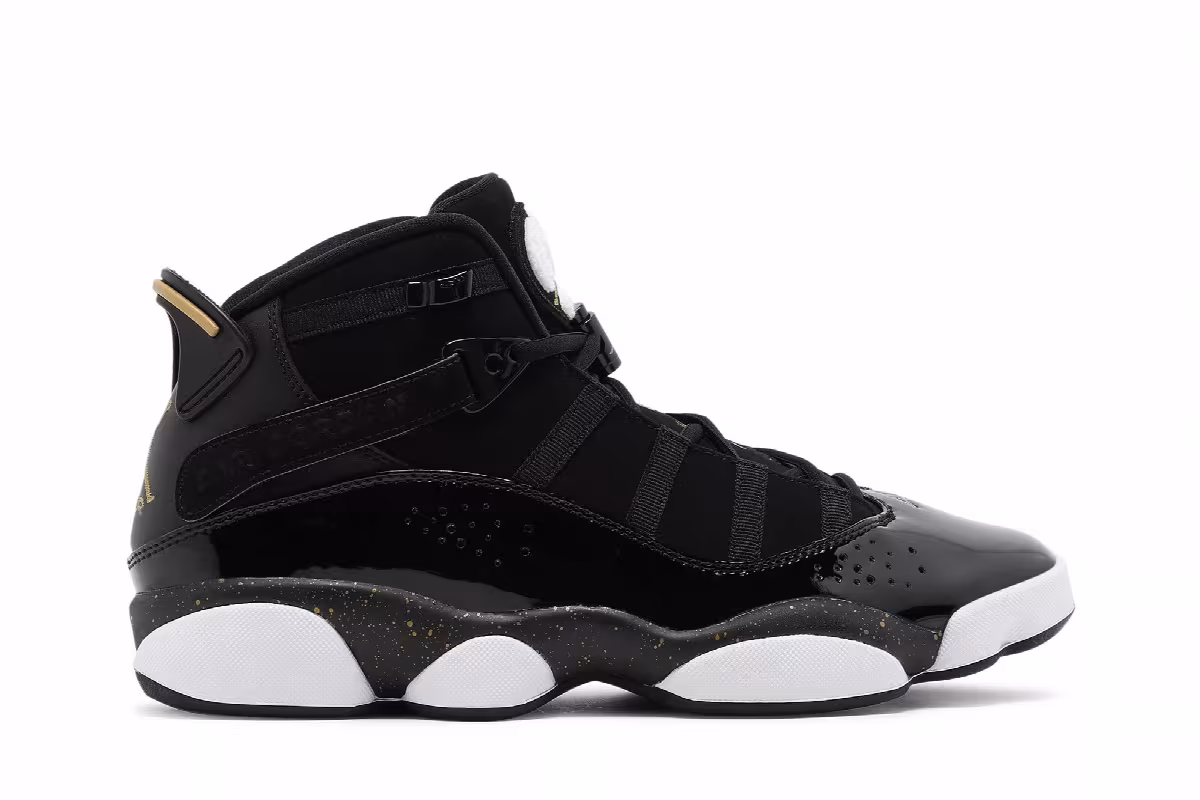 Air Jordan 6 Rings Black Metallic Gold, view 2