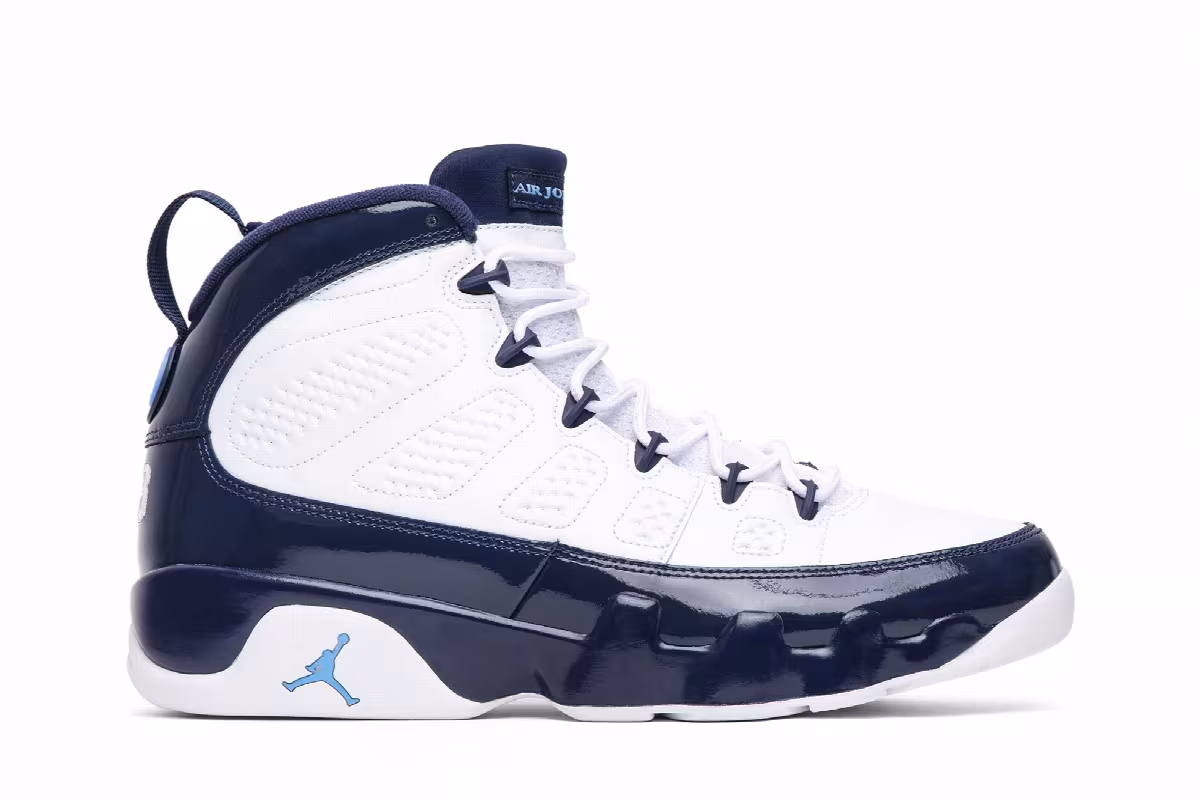 Air Jordan 9 Pearl Blue, UNC, view 2
