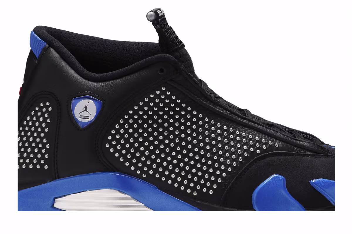 Supreme x Air Jordan 14 Black Varsity Royal, view 4