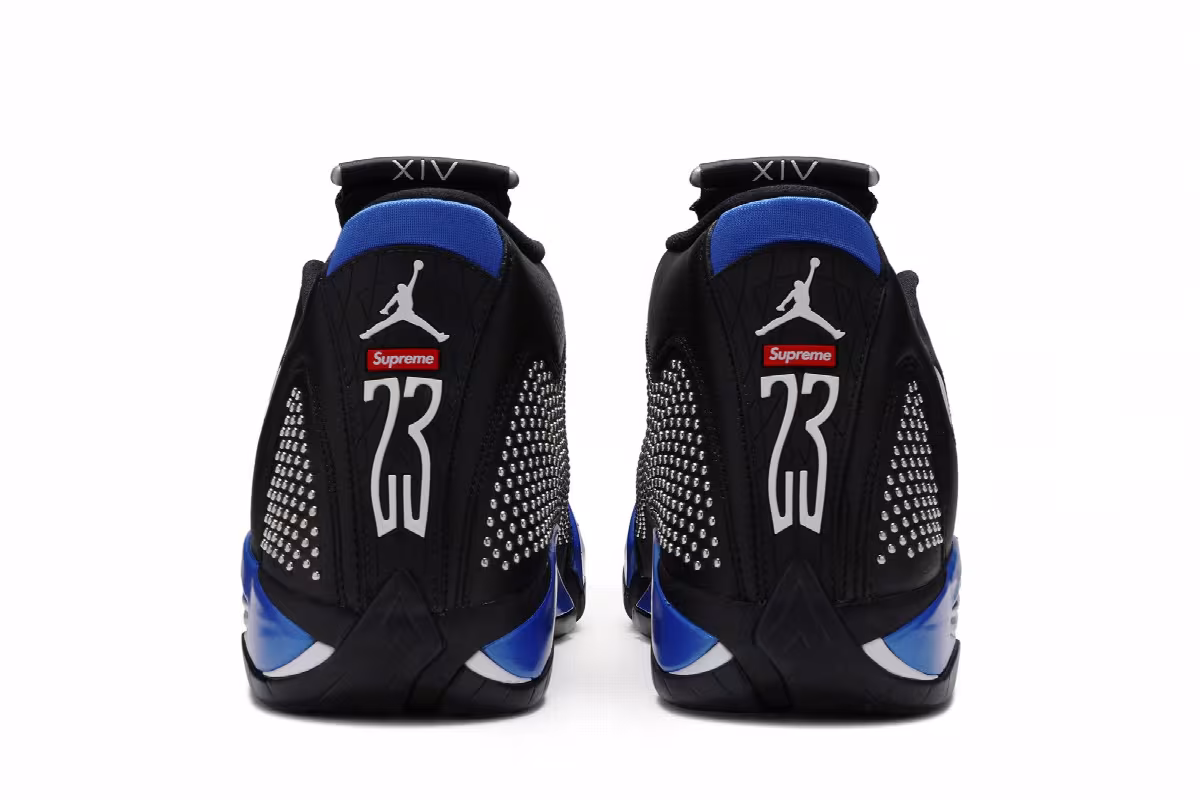 Supreme x Air Jordan 14 Black Varsity Royal, view 8