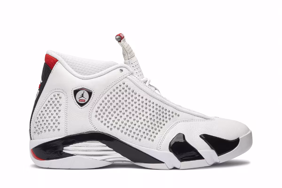 Supreme x Air Jordan 14 White, view 2