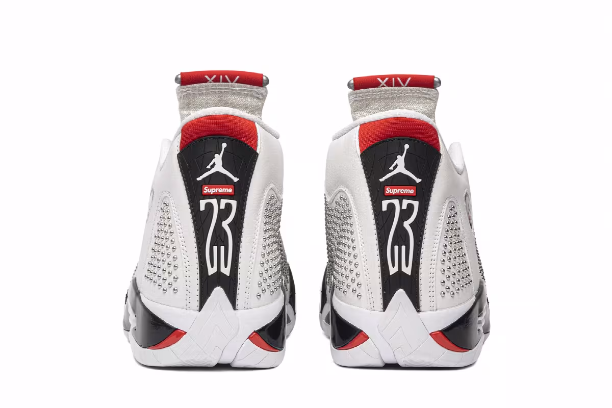 Supreme x Air Jordan 14 White, view 7