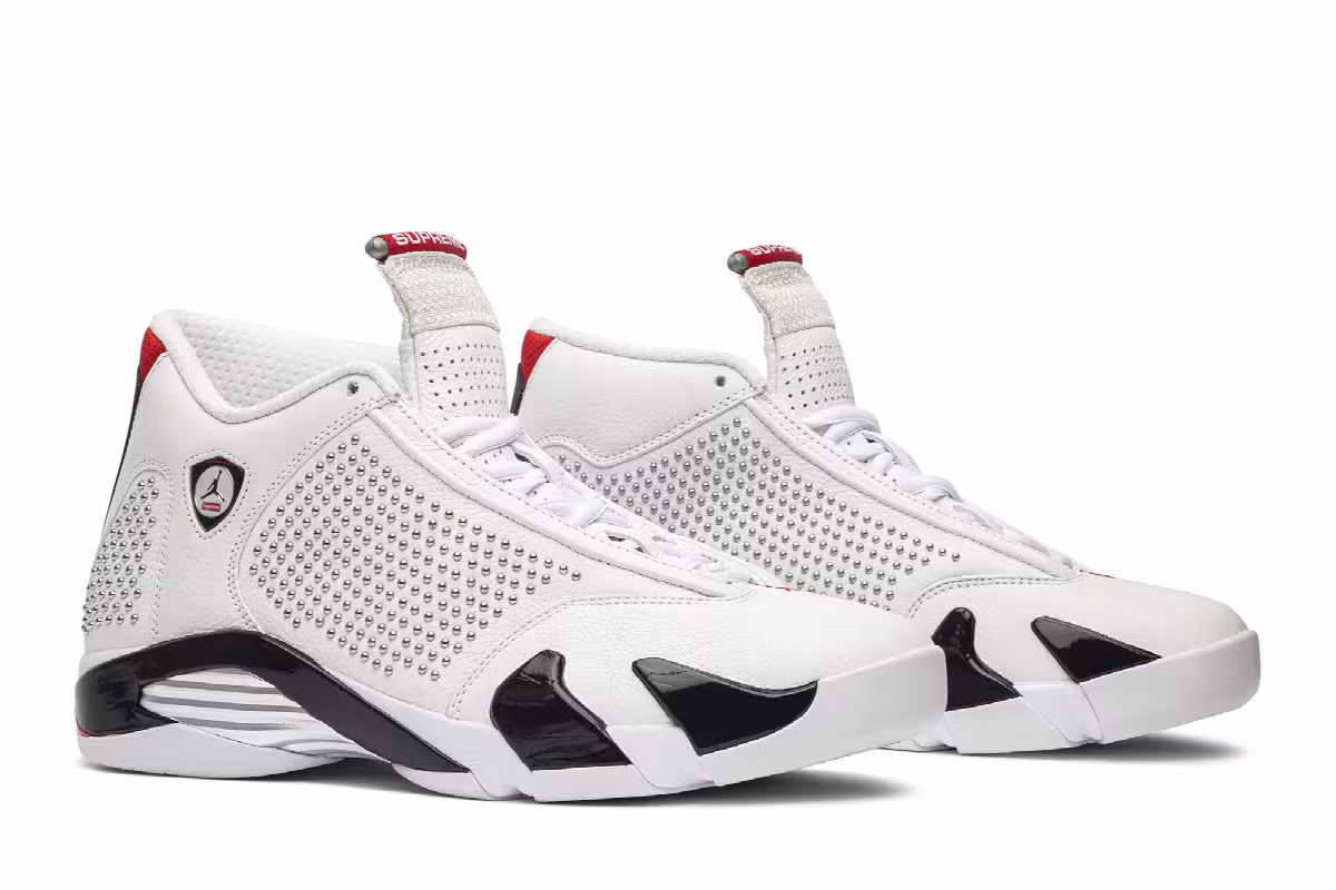Supreme x Air Jordan 14 White, view 9