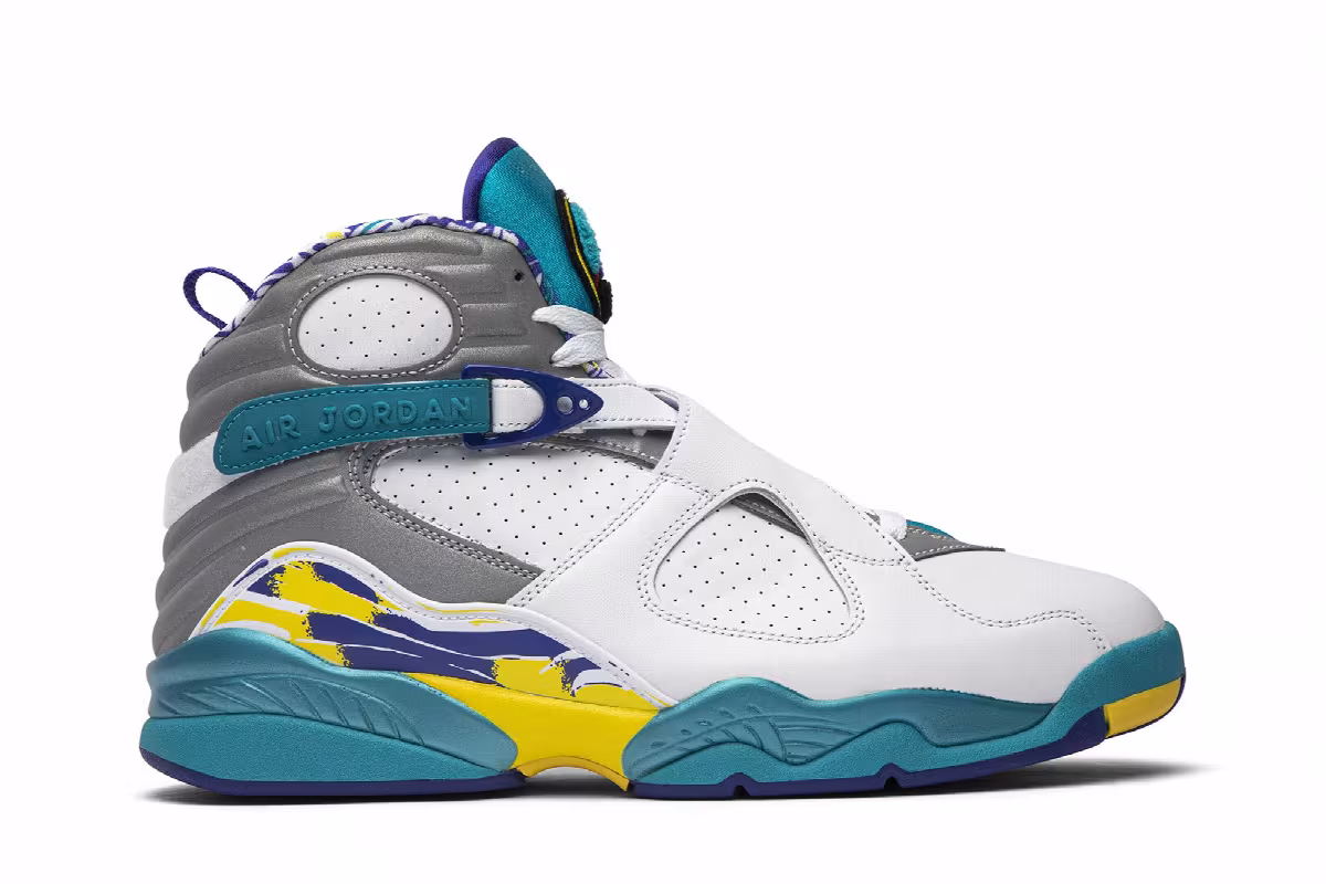 Women's Air Jordan 8 White Aqua, view 2