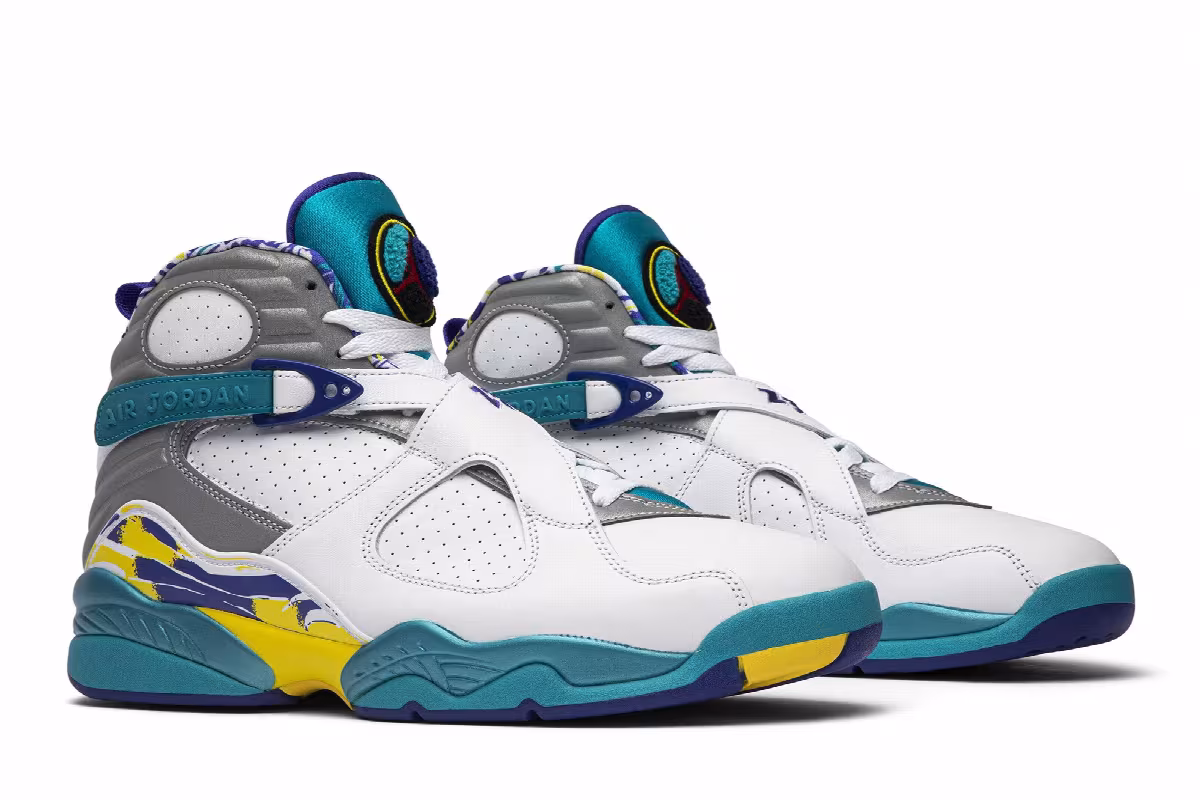 Women's Air Jordan 8 White Aqua, view 9