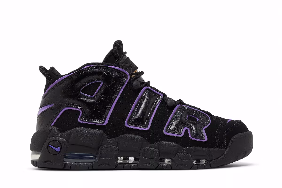Nike Air More Uptempo Black Action Grape, view 2