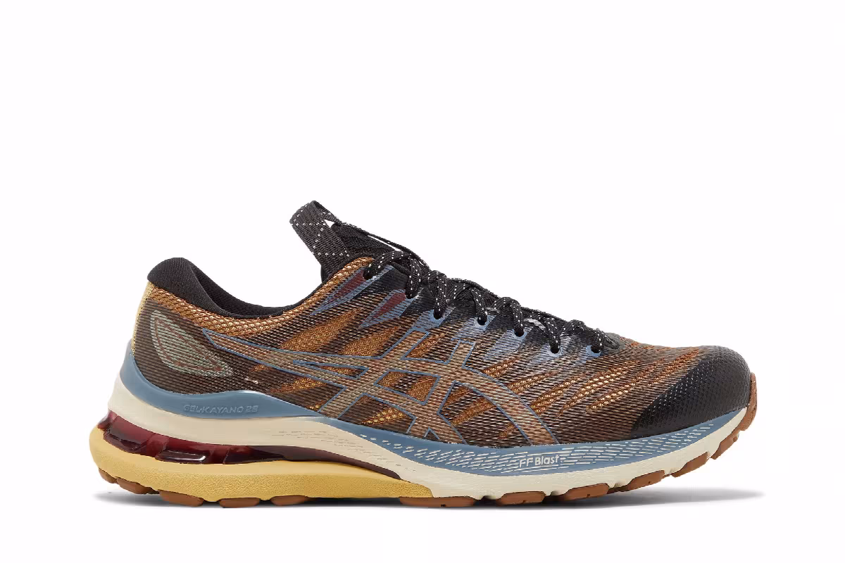 Kiko Kostadinov x ASICS Women's FN3-S Gel Kayano 28 Anthracite Antique Gold, view 2