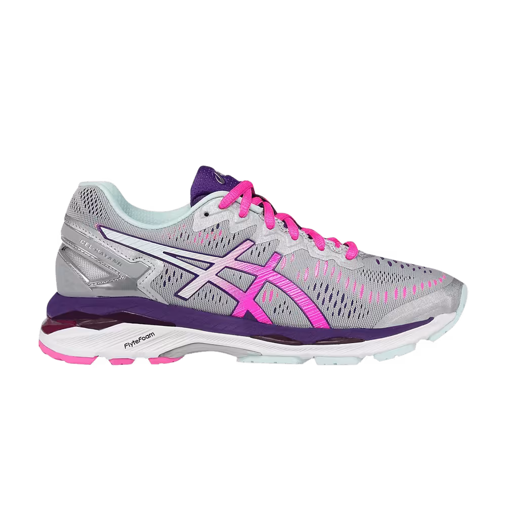 Asics Women's Gel Kayano 23 2A Wide Silver Pink Glow