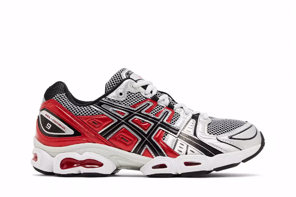 ASICS Gel Nimbus 9 Pure Silver Classic Red, view 2