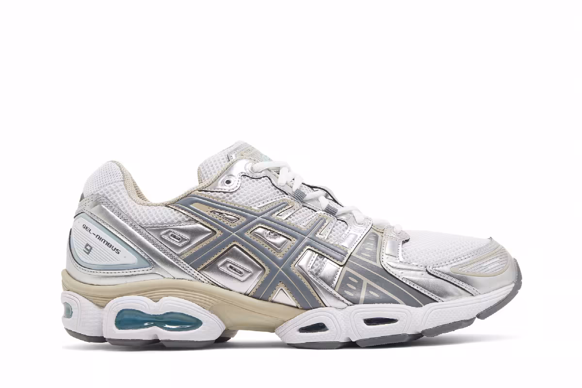 ASICS Gel Nimbus 9 White Steel Grey, view 2