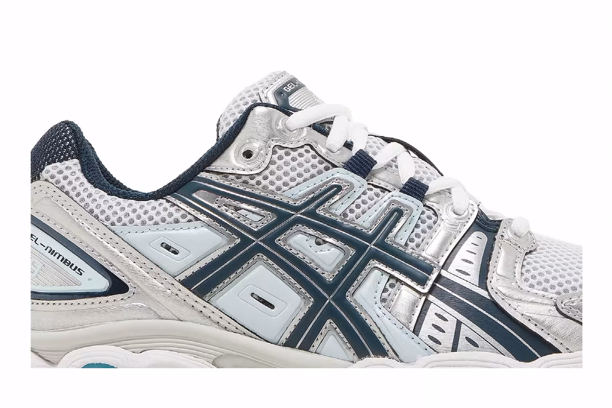 ASICS Women's Gel Nimbus 9 Pure Silver French Blue, view 3