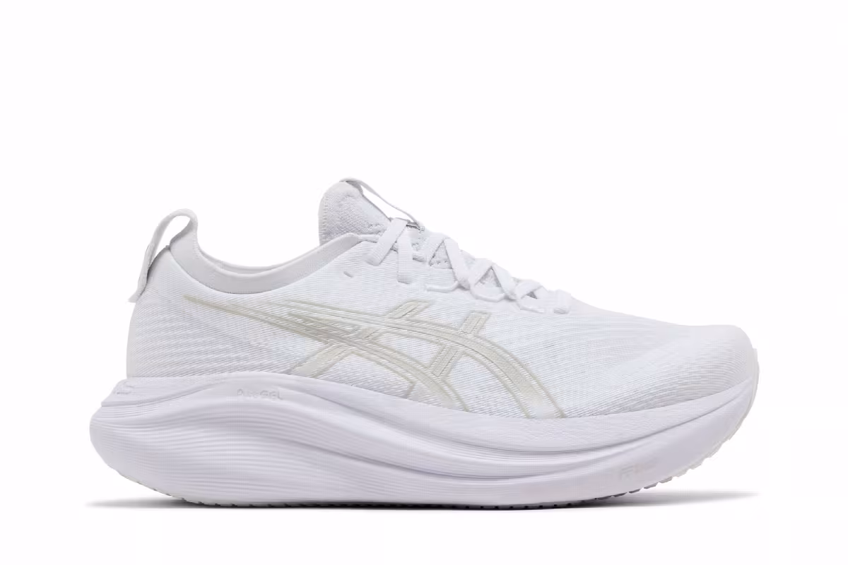 ASICS Women's Gel Nimbus 27 White Glacier Grey, view 2