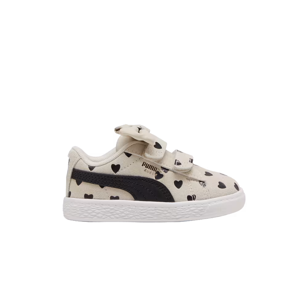 Puma Suede Classic Re-Bow Velcro Toddler Hearts - Alpine Snow Black