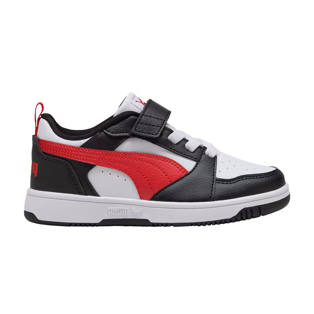 Puma Rebound V6 Low Little Kid White Black Red