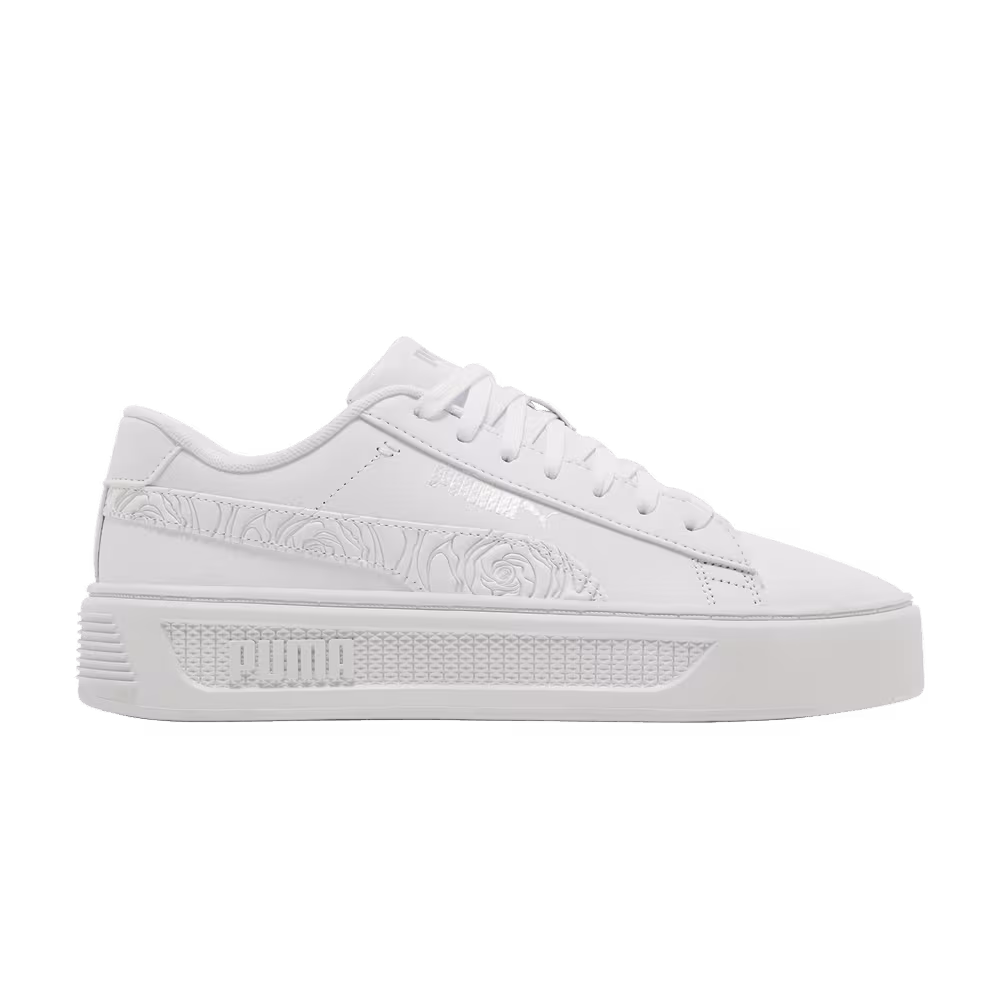 Puma Women's Smash Platform v3 White Silver Rose