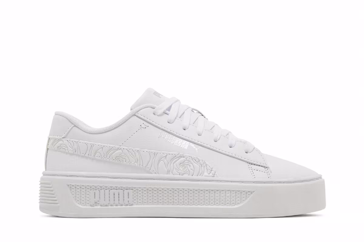 Puma Women's Smash Platform v3 White Silver Rose, view 2