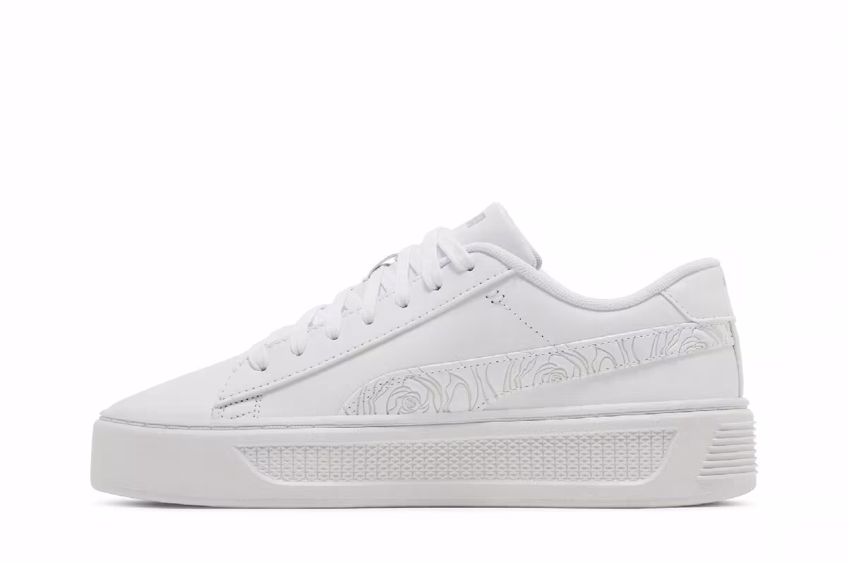 Puma Women's Smash Platform v3 White Silver Rose, view 4