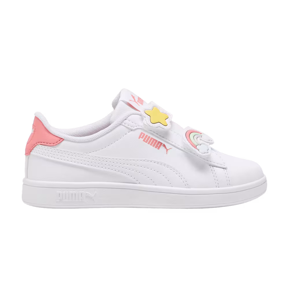 Puma Smash 3.0 V Little Kid Badges - White Passionfruit