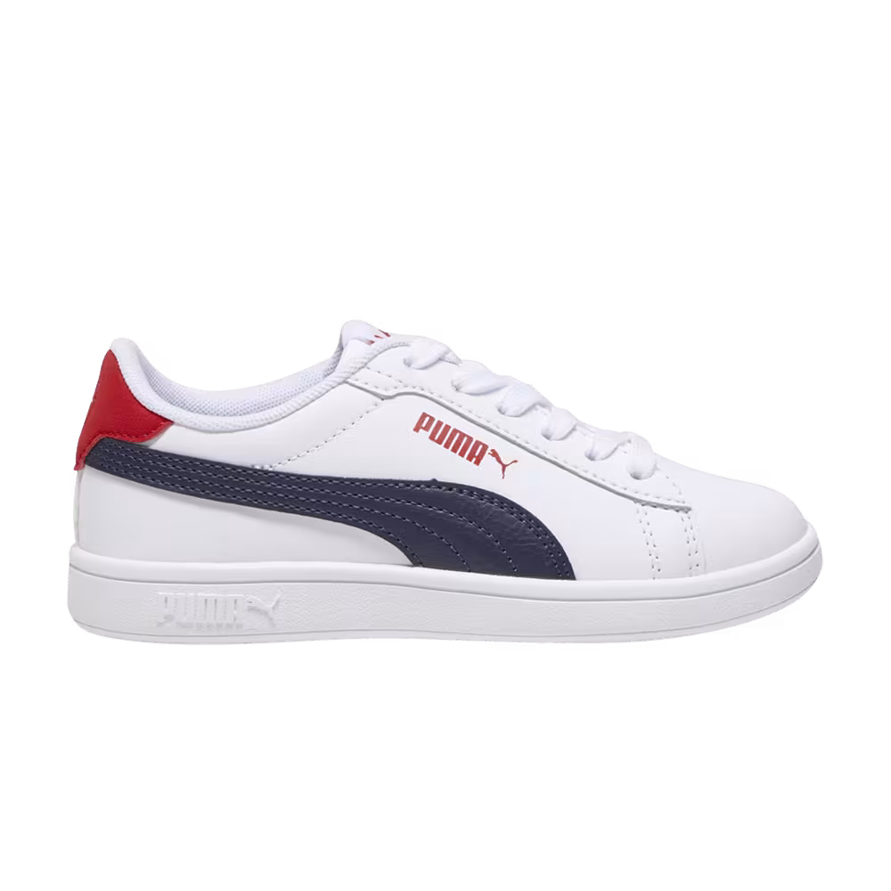 Puma Smash 3.0 Leather Big Kid White Navy Red