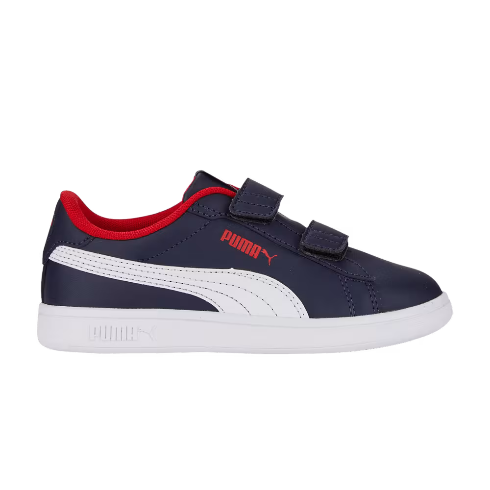 Puma Smash 3.0 Leather Velcro Little Kid Navy Red
