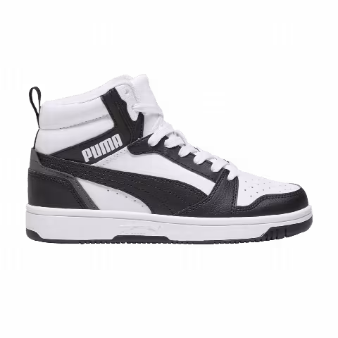 Puma Rebound V6 Mid Big Kid 'Black White Shadow Grey'