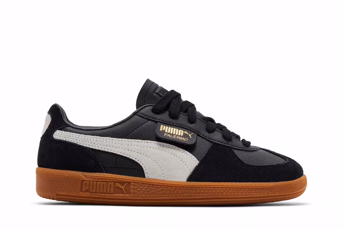 Puma Palermo Leather Big Kid Black Feather Grey Gum, view 2