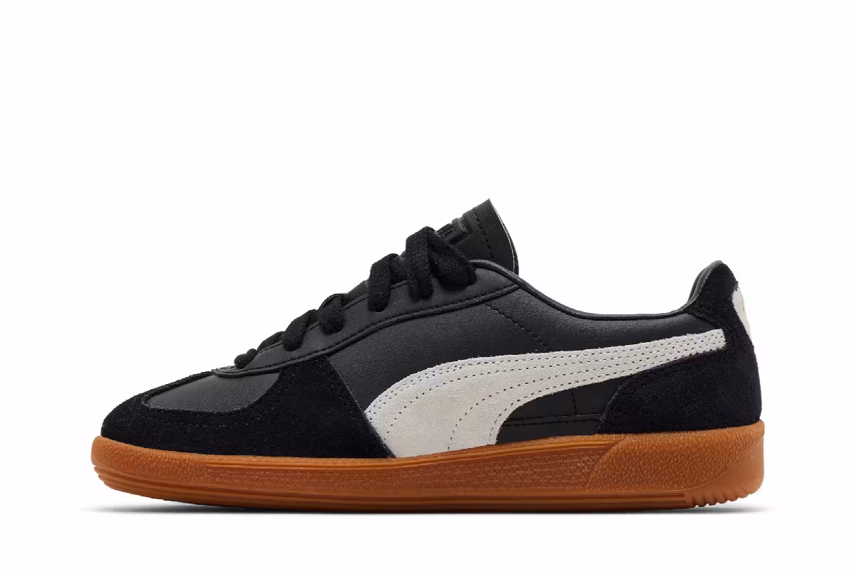 Puma Palermo Leather Big Kid Black Feather Grey Gum, view 4
