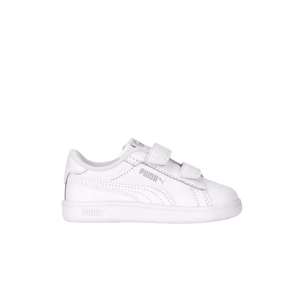 Puma Smash 3.0 Leather Velcro Toddler White Cool Light Grey
