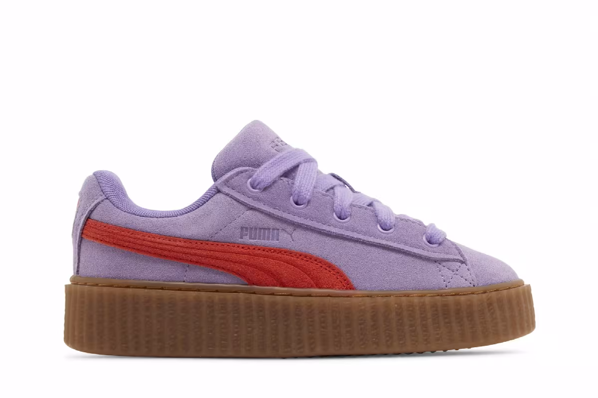 Fenty x Puma Creeper Phatty Big Kid Lavender Burnt Red, view 2