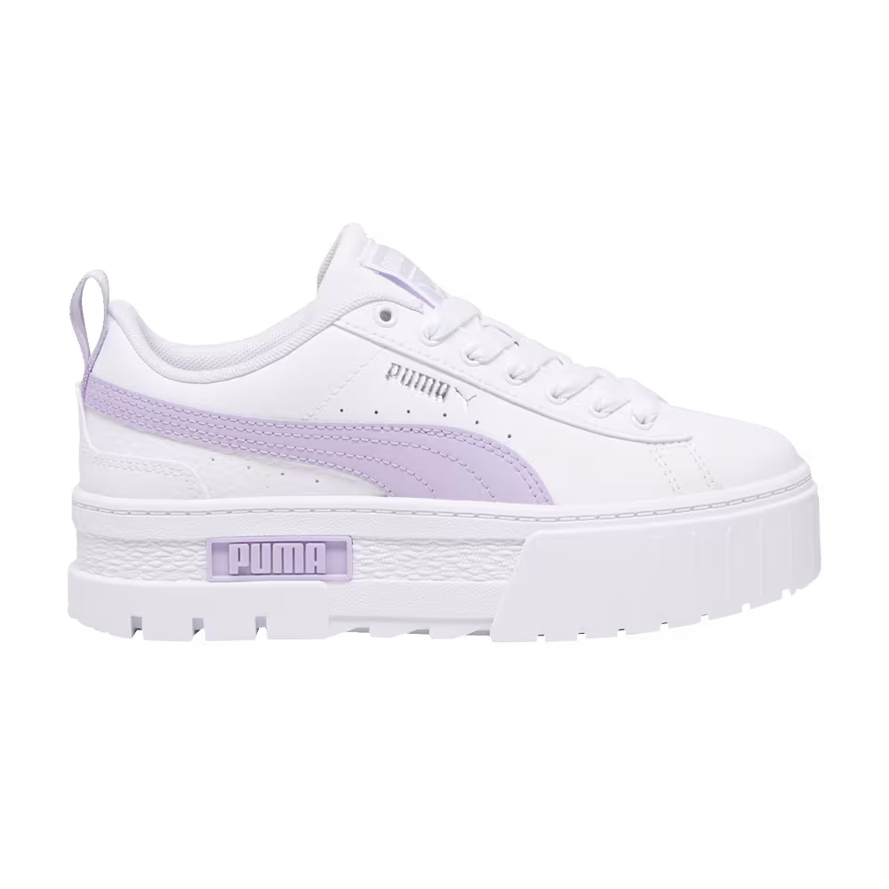 Puma Mayze Leather Big Kid White Vivid Violet
