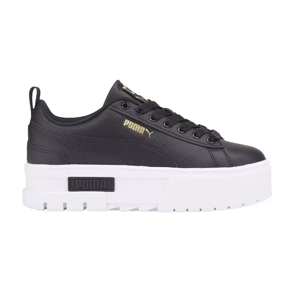 Puma Mayze Leather Jr Black Team Gold