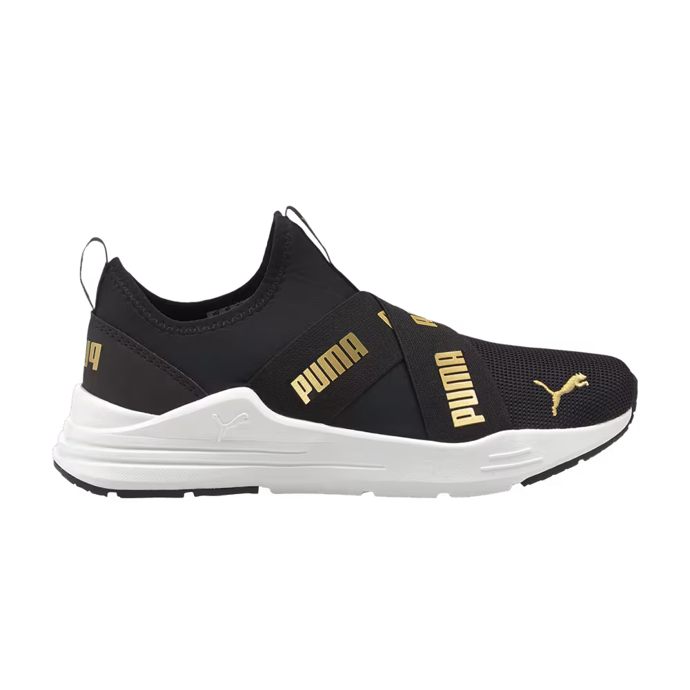 Puma Wired Run Slip-On Big Kid Black Team Gold