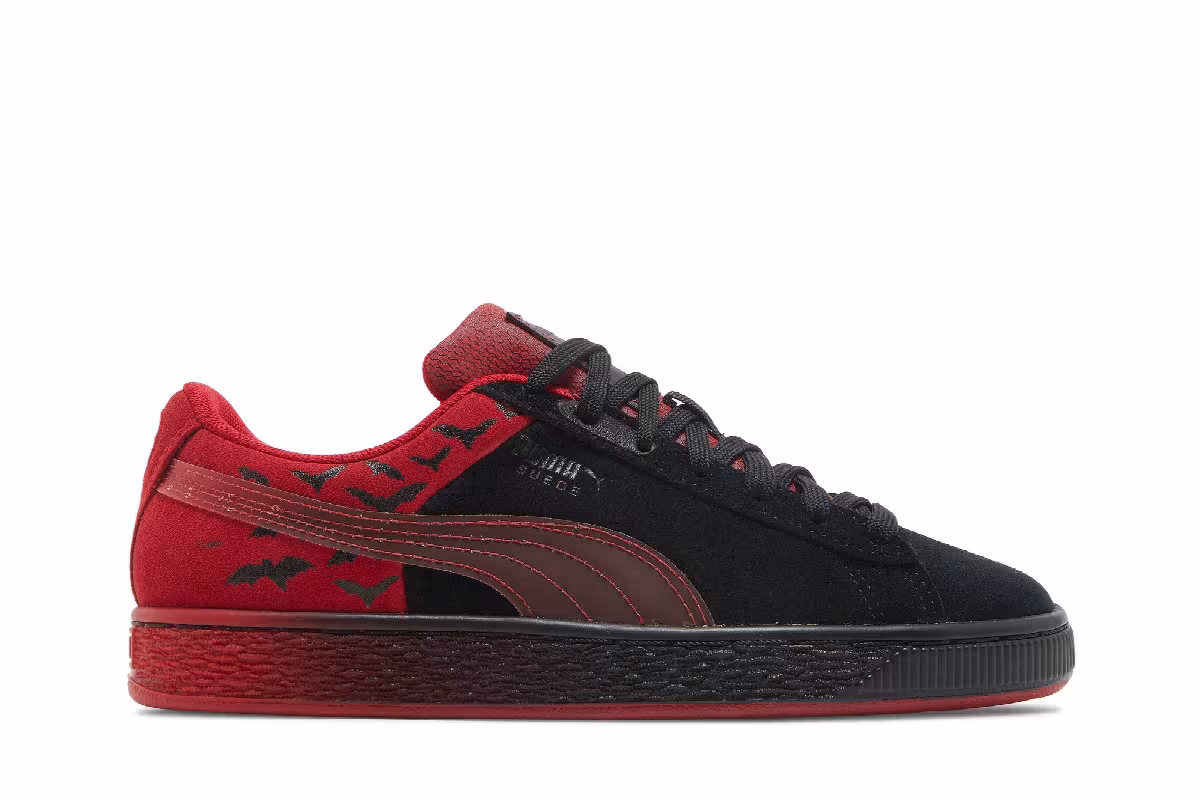 Puma Batman x Suede Classic Big Kid Black Barbados Cherry, view 2