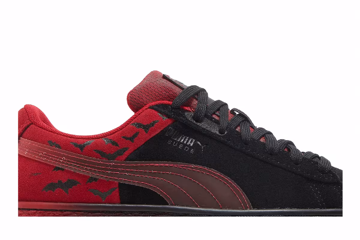 Puma Batman x Suede Classic Big Kid Black Barbados Cherry, view 3